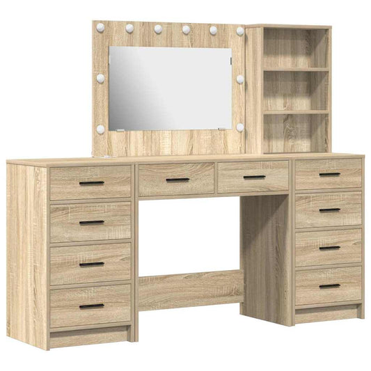 Dressing Table with Drawer 3 pcs Sonoma Oak Engineered Wood Dressing Table with Drawer 3 pcs Sonoma Oak Engineered Wood