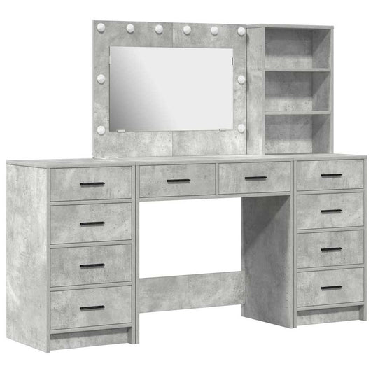 Dressing Table with Drawer 3 pcs Concrete Grey Engineered Wood Dressing Table with Drawer 3 pcs Concrete Grey Engineered Wood