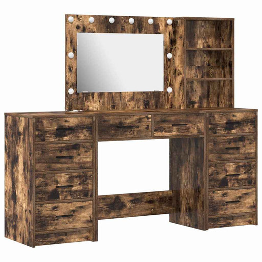 Dressing Table with Drawer 3 pcs Smoked Oak Engineered Wood Dressing Table with Drawer 3 pcs Smoked Oak Engineered Wood