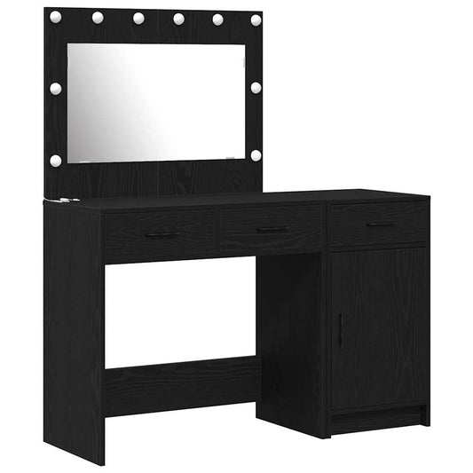 Dressing Table with Mirror Lights 2 pcs Black Engineered wood Dressing Table with Mirror Lights 2 pcs Black Engineered wood