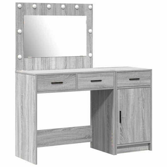 Dressing Table with Mirror Lights 2 pcs Grey Engineered wood Dressing Table with Mirror Lights 2 pcs Grey Engineered wood