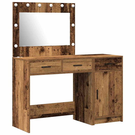 Dressing Table with Mirror Lights 2 pcs Brown Engineered wood Dressing Table with Mirror Lights 2 pcs Brown Engineered wood