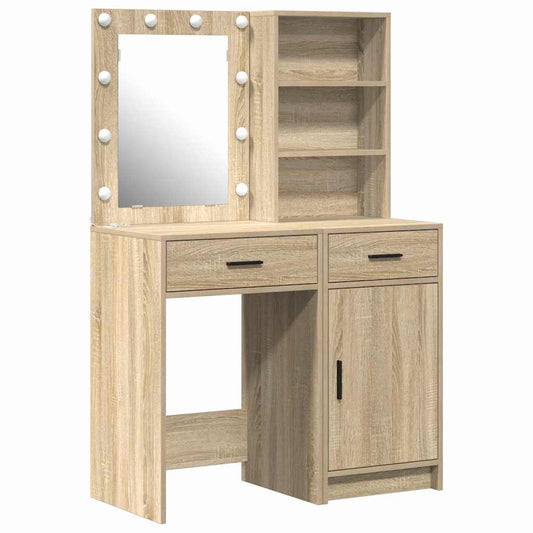 Dressing Table Set with Drawer 2 pcs Sonoma Oak Engineered Wood Dressing Table Set with Drawer 2 pcs Sonoma Oak Engineered Wood