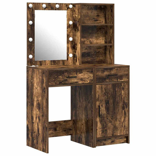 Dressing Table Set with Drawer 2 pcs Smoked Oak Engineered Wood Dressing Table Set with Drawer 2 pcs Smoked Oak Engineered Wood