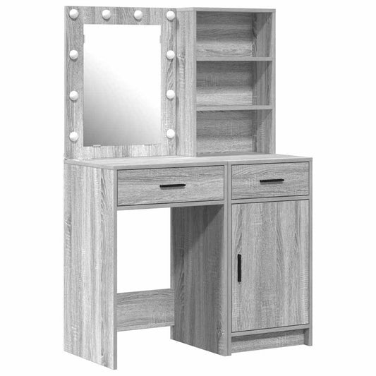 Dressing Table Set with Shelf 2 pcs Grey Sonoma Engineered Wood Dressing Table Set with Shelf 2 pcs Grey Sonoma Engineered Wood
