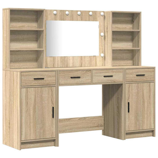 Dressing Table Set with Drawer 3 pcs Sonoma Oak Engineered Wood Dressing Table Set with Drawer 3 pcs Sonoma Oak Engineered Wood