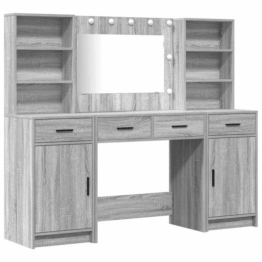 Dressing Table Set with Shelf 3 pcs Grey Sonoma Engineered Wood Dressing Table Set with Shelf 3 pcs Grey Sonoma Engineered Wood