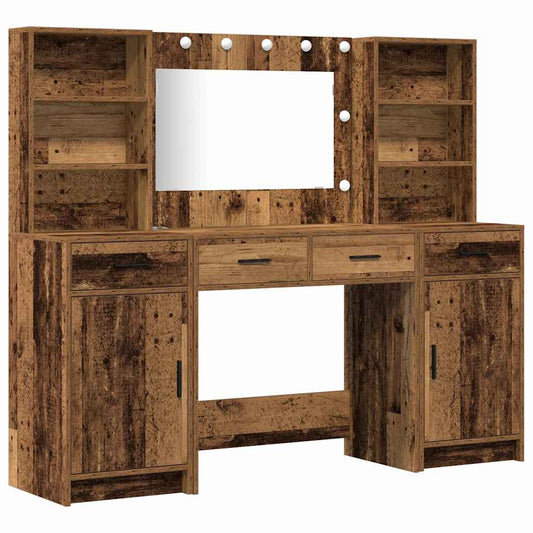 Dressing Table Set with Drawer 3 pcs Old Wood Engineered Wood Dressing Table Set with Drawer 3 pcs Old Wood Engineered Wood