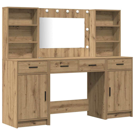 Dressing Table Set with Shelf 3 pcs Artisan Oak Engineered Wood Dressing Table Set with Shelf 3 pcs Artisan Oak Engineered Wood