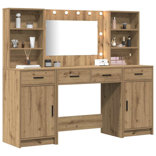 Dressing Table Set with Shelf 3 pcs Artisan Oak Engineered Wood Dressing Table Set with Shelf 3 pcs Artisan Oak Engineered Wood