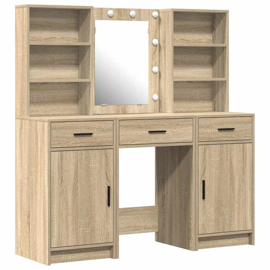 Dressing Table Set with Drawer 3 pcs Sonoma Oak Engineered Wood Dressing Table Set with Drawer 3 pcs Sonoma Oak Engineered Wood