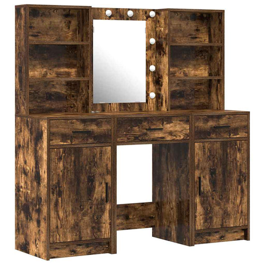 Dressing Table Set with Drawer 3 pcs Smoked Oak Engineered Wood Dressing Table Set with Drawer 3 pcs Smoked Oak Engineered Wood