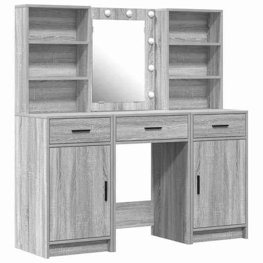 Dressing Table Set with Shelf 3 pcs Grey Sonoma Engineered Wood Dressing Table Set with Shelf 3 pcs Grey Sonoma Engineered Wood