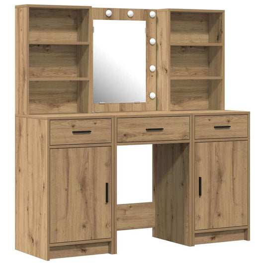 Dressing Table Set with Shelf 3 pcs Artisan Oak Engineered Wood Dressing Table Set with Shelf 3 pcs Artisan Oak Engineered Wood