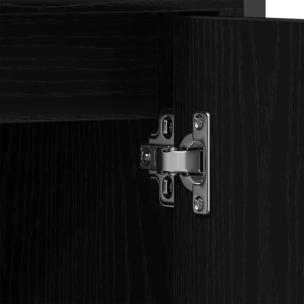 Bathroom Furniture Set with Shelf 2 pcs Black Engineered wood