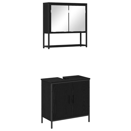 Bathroom Furniture Set 2 pcs Black Engineered wood Bathroom Furniture Set 2 pcs Black Engineered wood