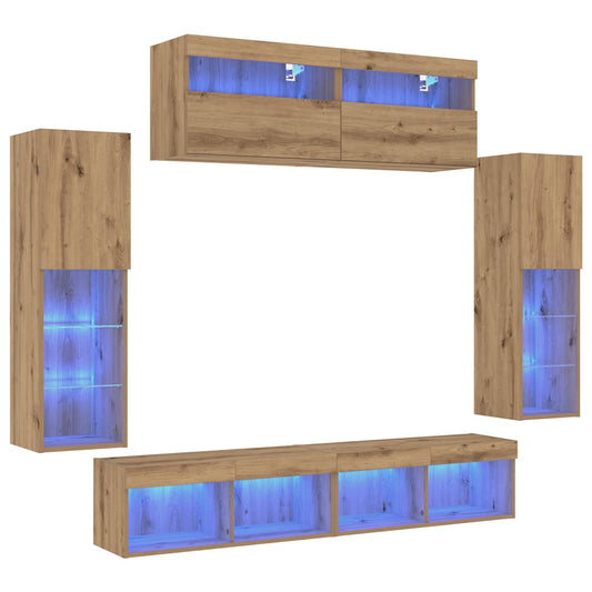 TV Cabinet Set Wall-mounted 6 pcs Artisan oak Engineered wood TV Cabinet Set Wall-mounted 6 pcs Artisan oak Engineered wood