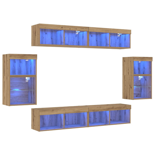 TV Cabinet Set Wall-mounted 8 pcs Artisan oak Engineered wood TV Cabinet Set Wall-mounted 8 pcs Artisan oak Engineered wood