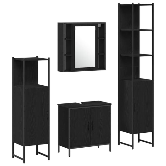 Bathroom Furniture Set 4 pcs Black Engineered wood Bathroom Furniture Set 4 pcs Black Engineered wood