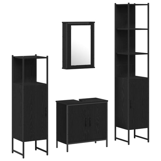 Bathroom Furniture Set 4 pcs Black Engineered wood Bathroom Furniture Set 4 pcs Black Engineered wood