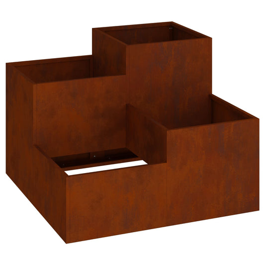 Garden Planter Rusty 100 x 100 x 60 cm Weathering Steel Garden Planter Rusty 100 x 100 x 60 cm Weathering Steel