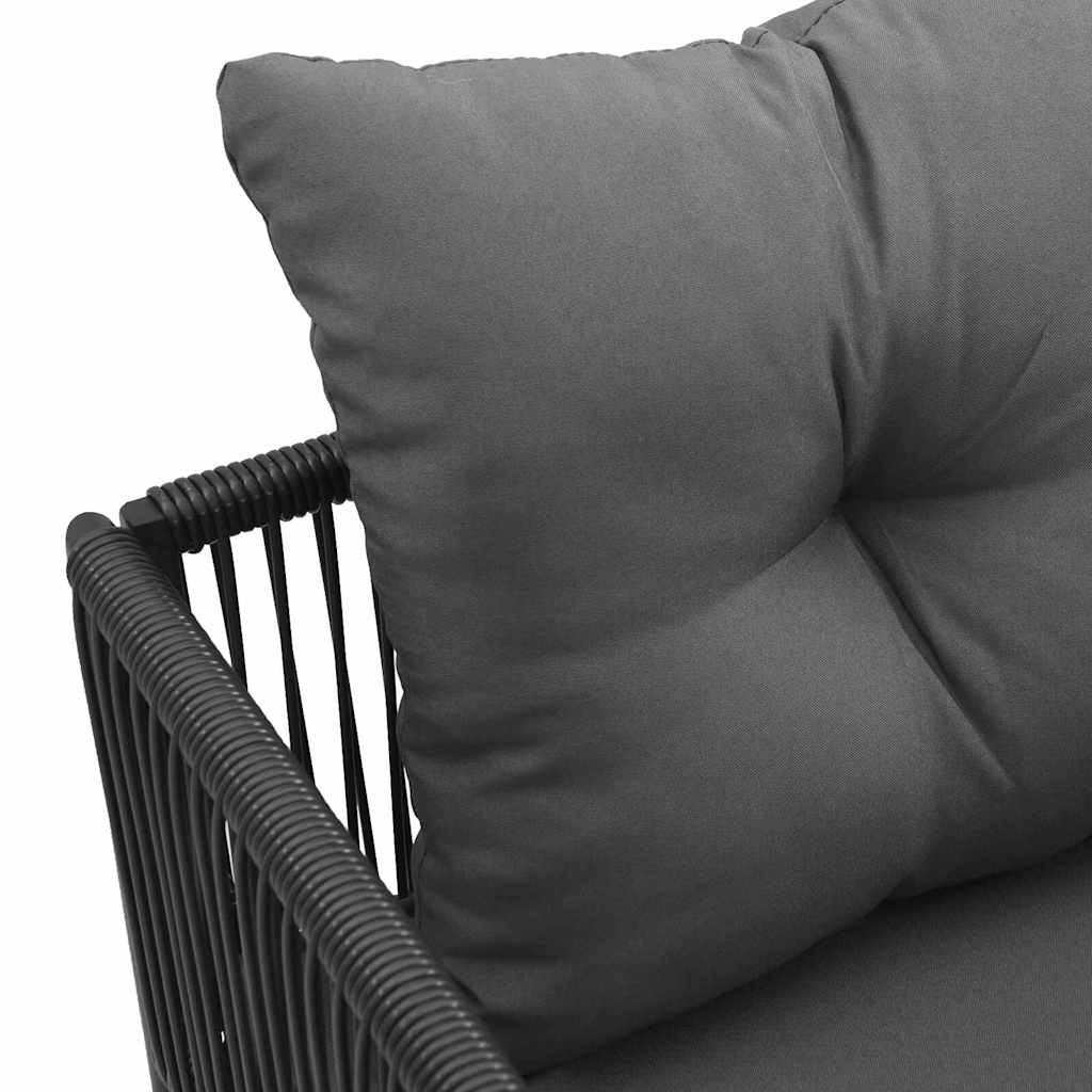 Chair with Cushion 4 pcs Black and Anthracite PE Rattan