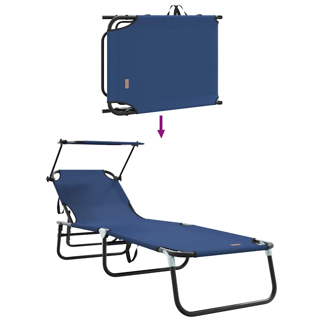 Folding Sun Lounger Folding 2 pcs Blue 190 x 57 x 81 cm Oxford