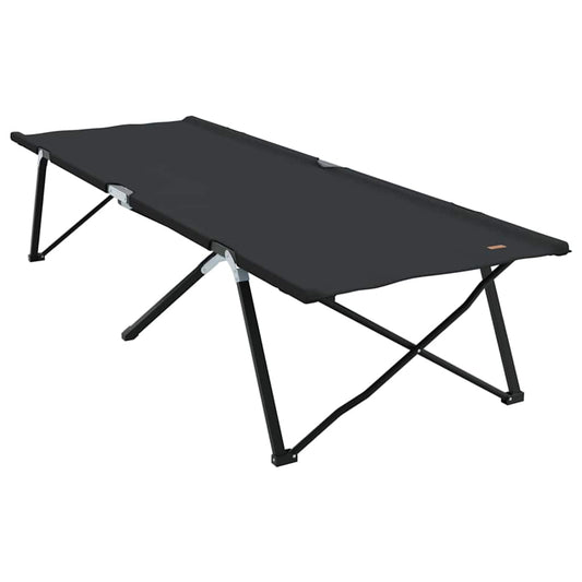 Folding Camping Bed Black 206 x 76 x 74 cm Oxford and Steel Folding Camping Bed Black 206 x 76 x 74 cm Oxford and Steel