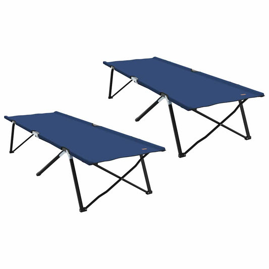 Folding Camping Bed Folding Manual 2 pcs Blue 206 x 76 x 74 cm Folding Camping Bed Folding Manual 2 pcs Blue 206 x 76 x 74 cm