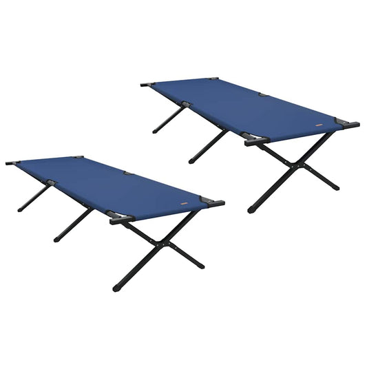 Folding Camping Bed 2 pcs Blue 210 x 80 x 46 cm Oxford fabric Folding Camping Bed 2 pcs Blue 210 x 80 x 46 cm Oxford fabric