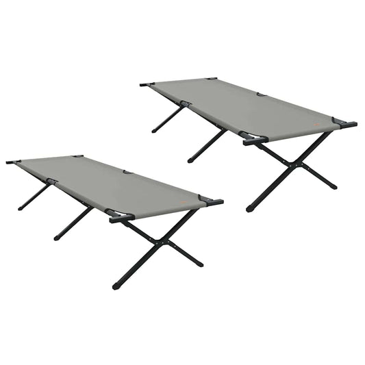 Folding Camping Bed 2 pcs Grey 210 x 80 x 46 cm Oxford fabric Folding Camping Bed 2 pcs Grey 210 x 80 x 46 cm Oxford fabric