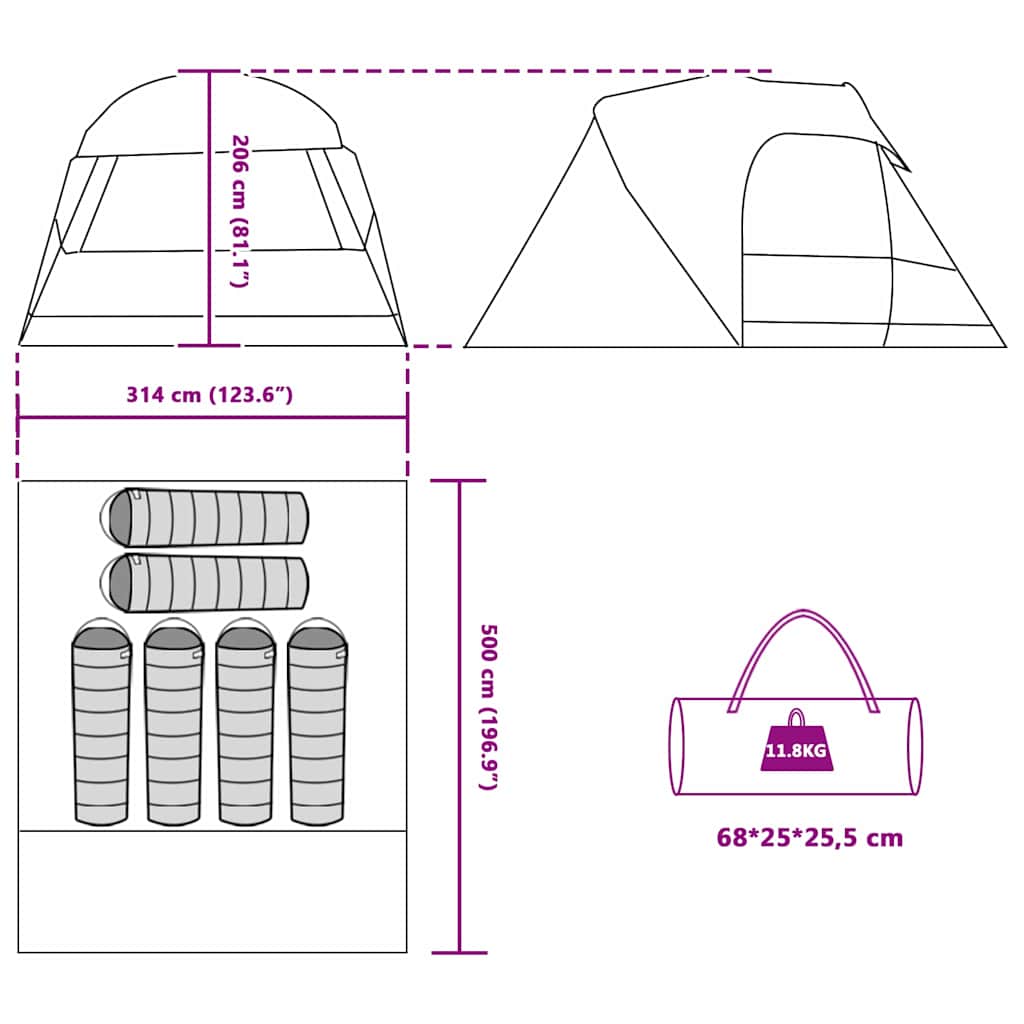Dome Tent 6-Person with Roof Grey and Orange 500 x 314 x 206 cm
