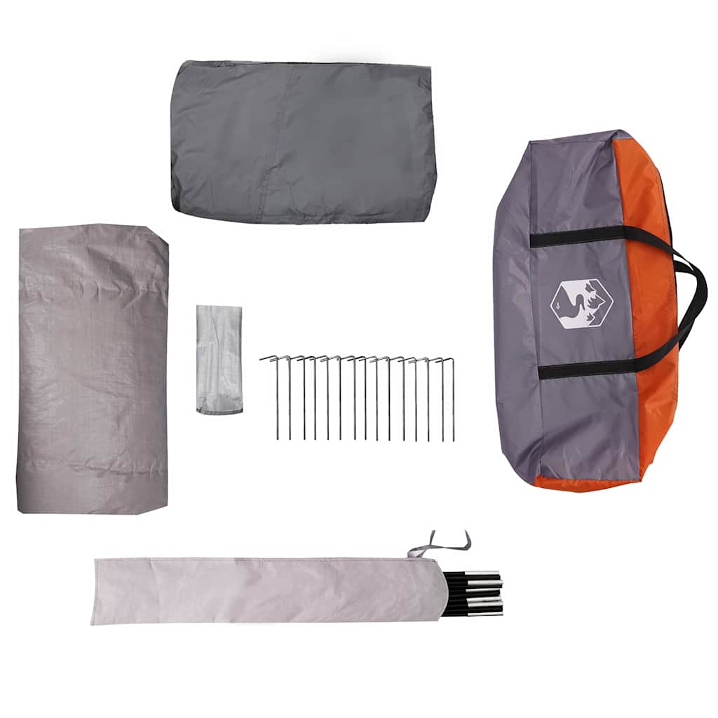 Cabin Tent with Roof Grey and Orange 405 x 405 x 273 cm