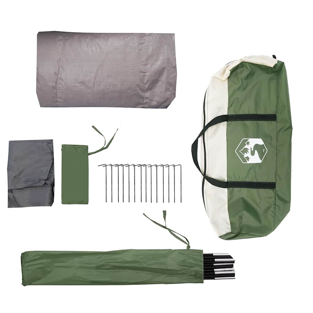 Tunnel Tent with Roof Green and White 318 x 275 x 140 cm