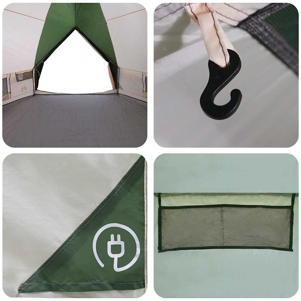 Teepee Tent with Roof Green and White 567 x 470 x 242 cm