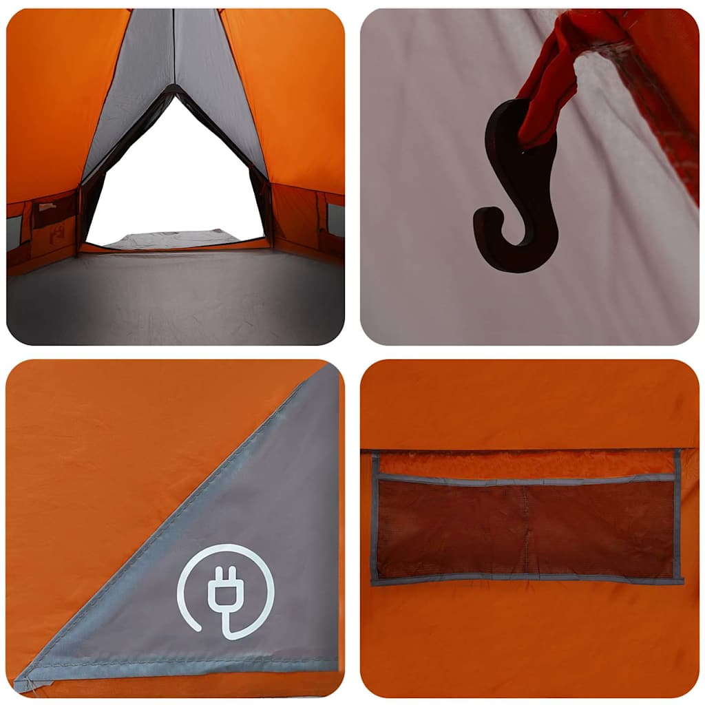 Teepee Tent with Roof Grey and Orange 490 x 410 x 210 cm