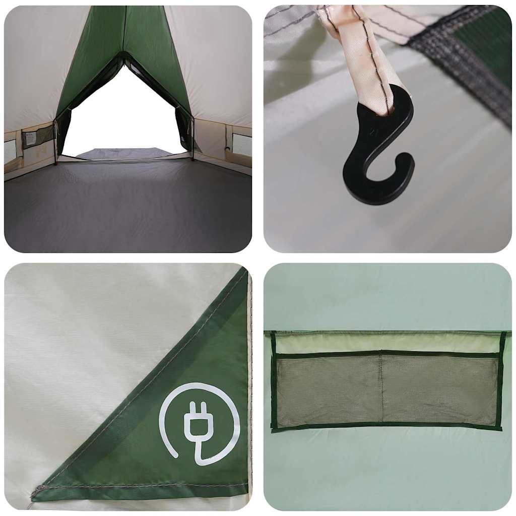 Teepee Tent with Roof Green and White 431 x 366 x 185 cm