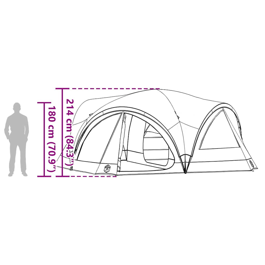 Family Tent with Roof Green and Grey 460 x 430 x 214 cm