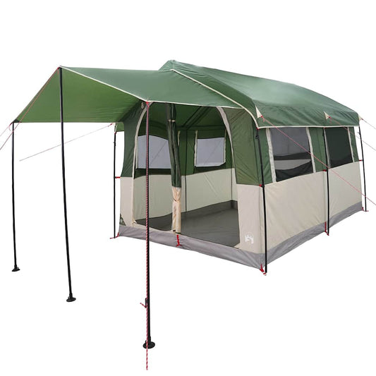 Family Tent with Roof Green and White 324 x 255 x 230 cm Family Tent with Roof Green and White 324 x 255 x 230 cm