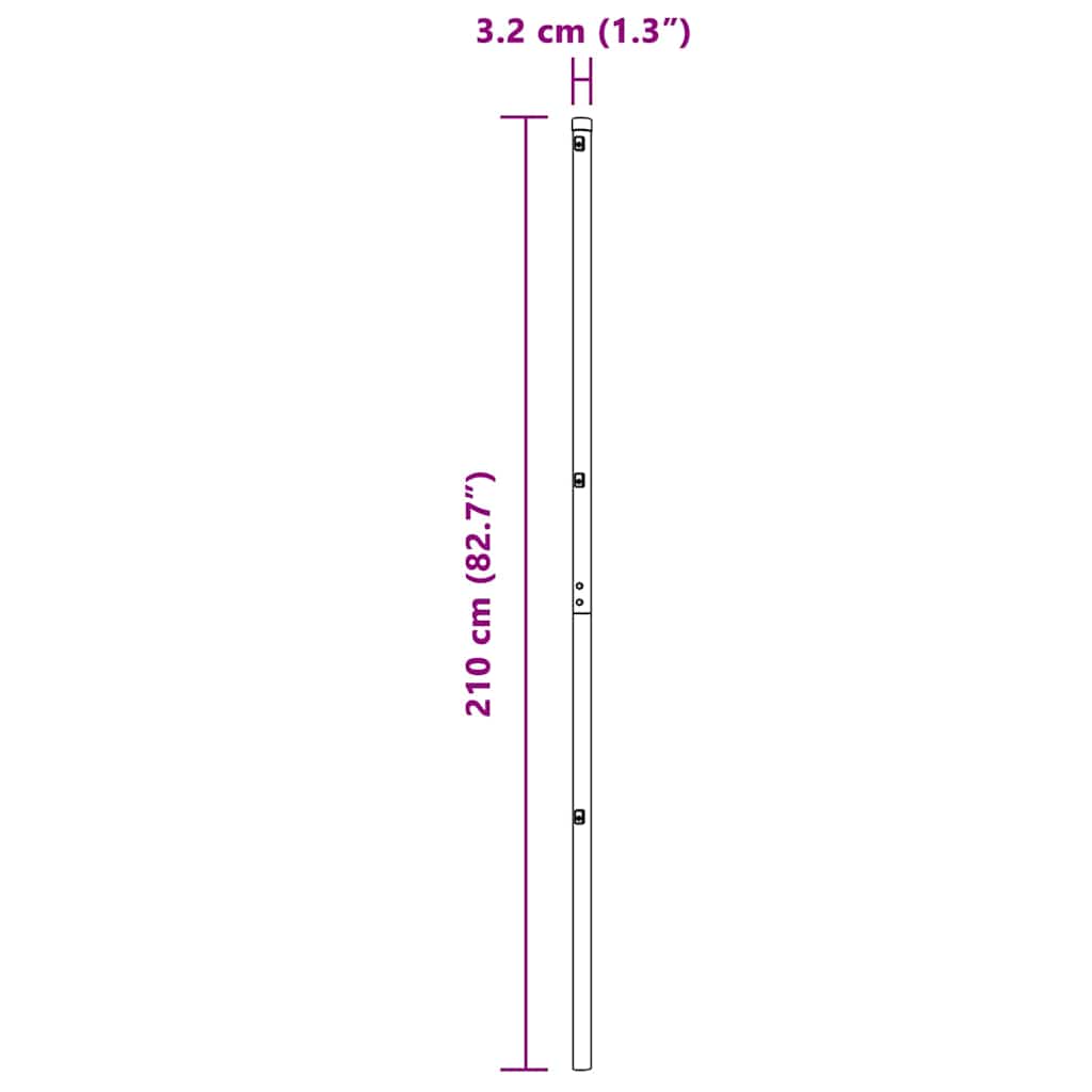Embedded Fence Post 7 pcs Grey Powder-Coated Steel