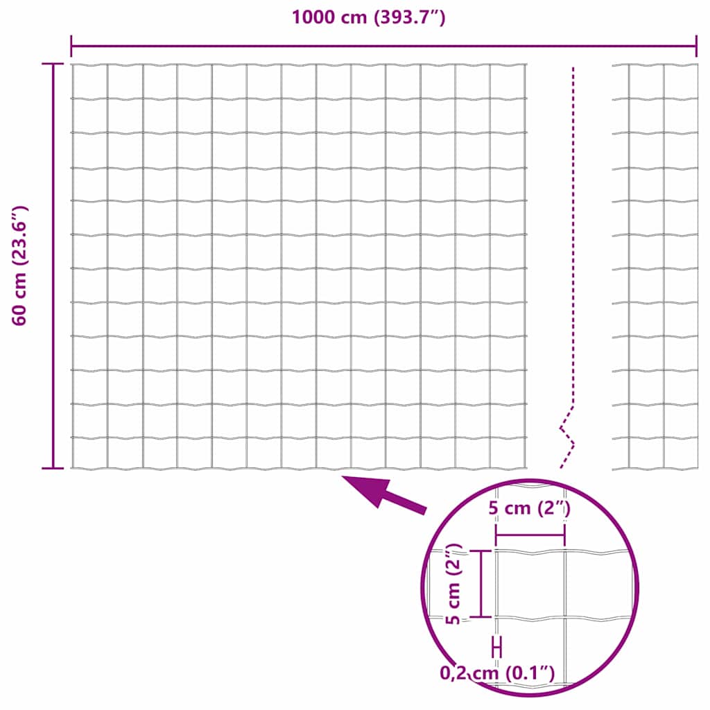Euro Fence 0.6 x 10 m PVC-coated iron