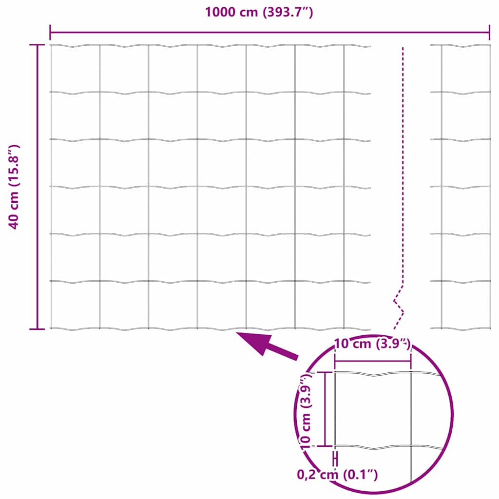 Euro Fence 0.6 x 10 m PVC-coated iron