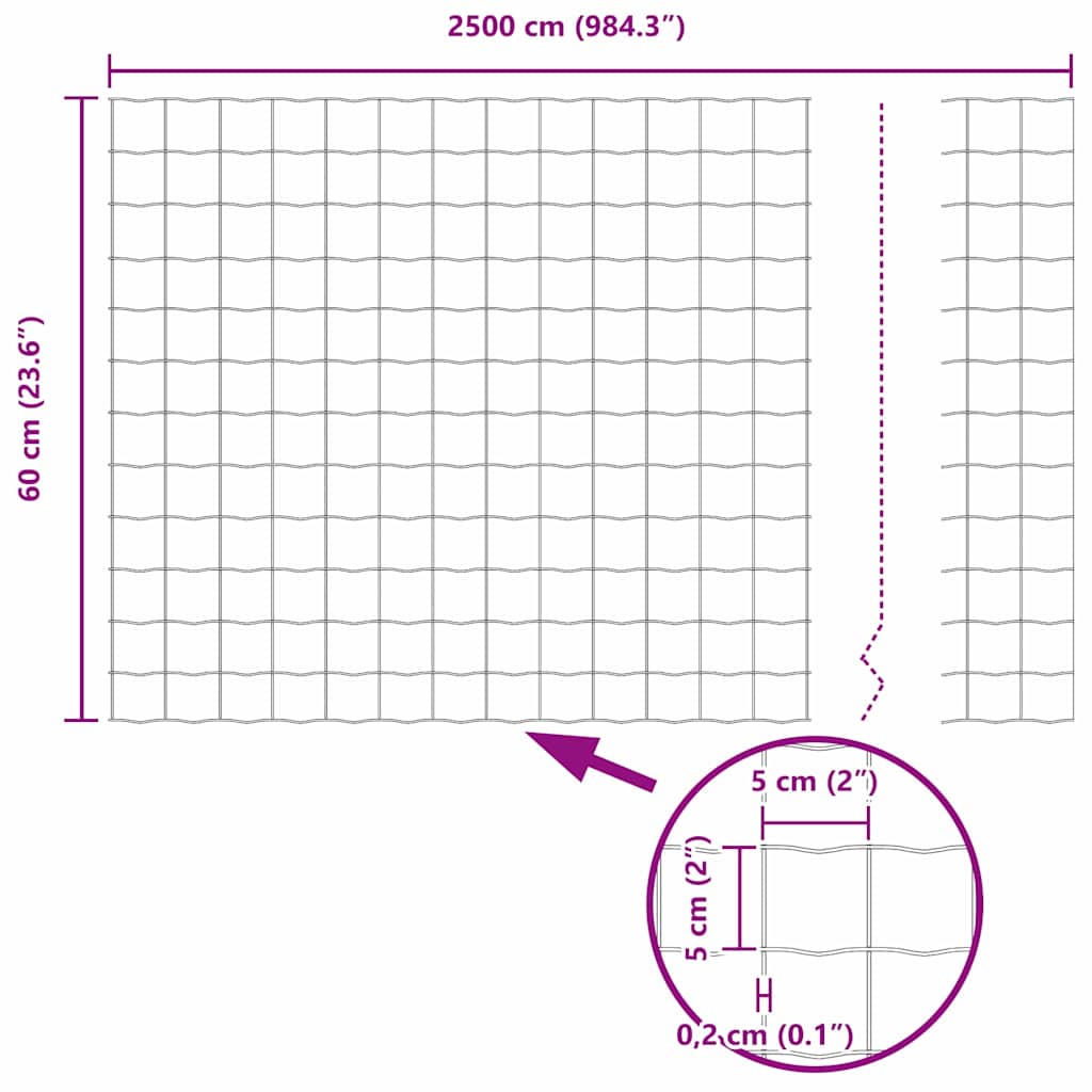 Euro Fence 0.6 x 25 m PVC-coated iron