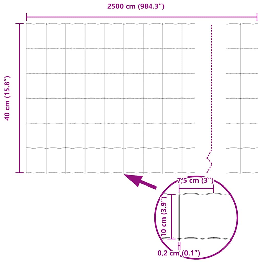 Euro Fence Silver 0.4 x 25 m Hot dip galvanized iron