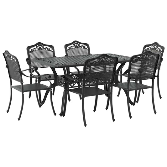 Garden Dining Set 7 pcs Black Aluminium Garden Dining Set 7 pcs Black Aluminium