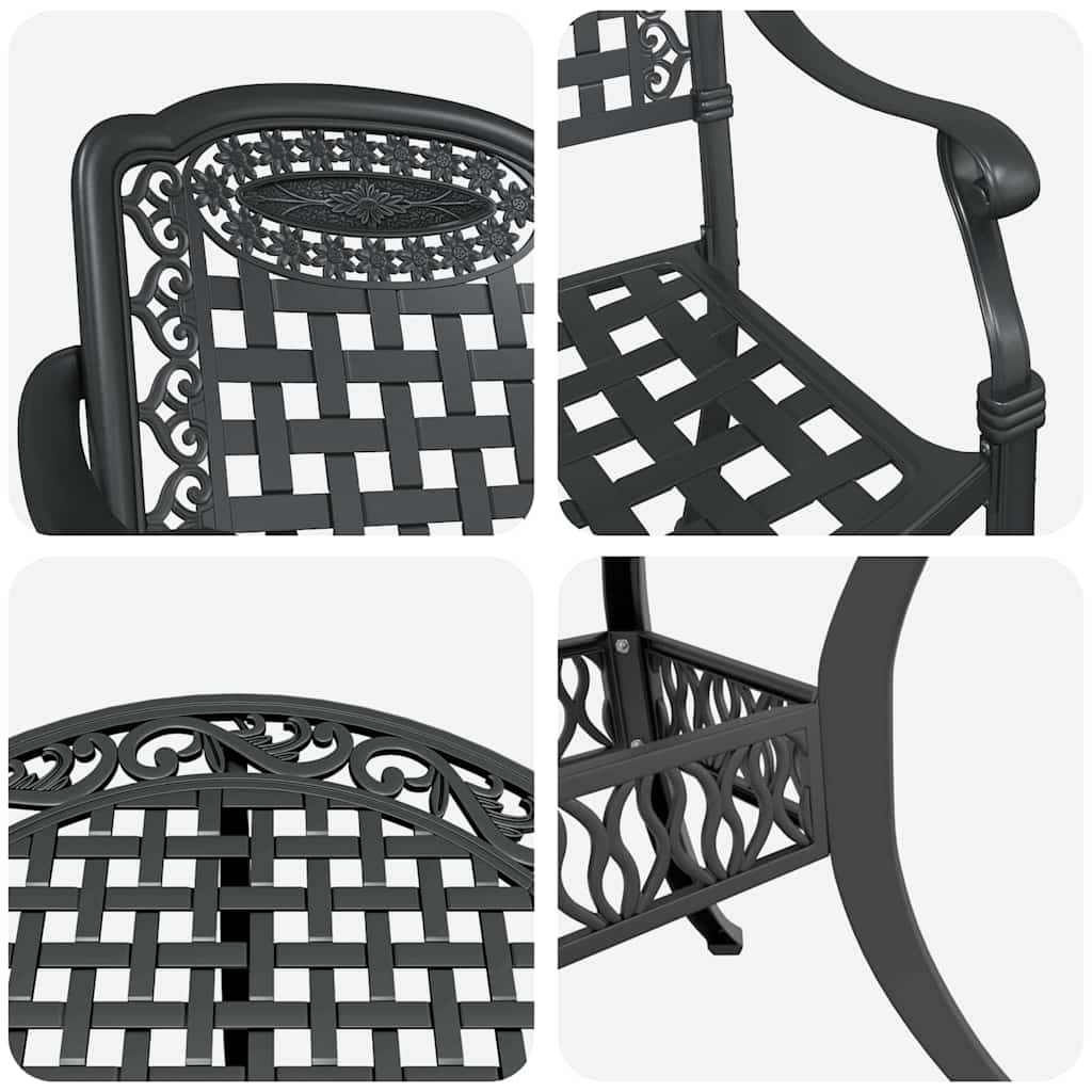 Garden Dining Set 5 pcs Black Aluminium