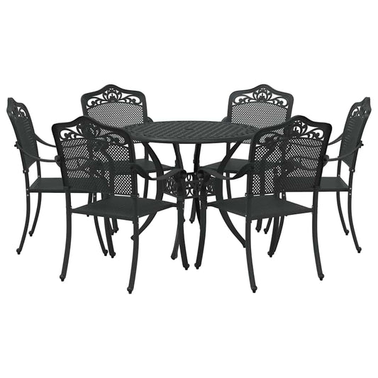 Garden Dining Set 7 pcs Black Aluminium Garden Dining Set 7 pcs Black Aluminium