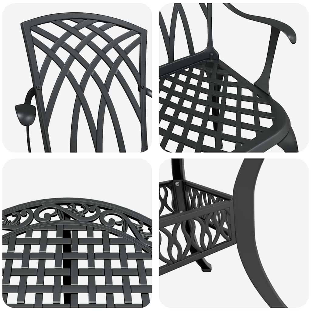Garden Dining Set 7 pcs Black Aluminium