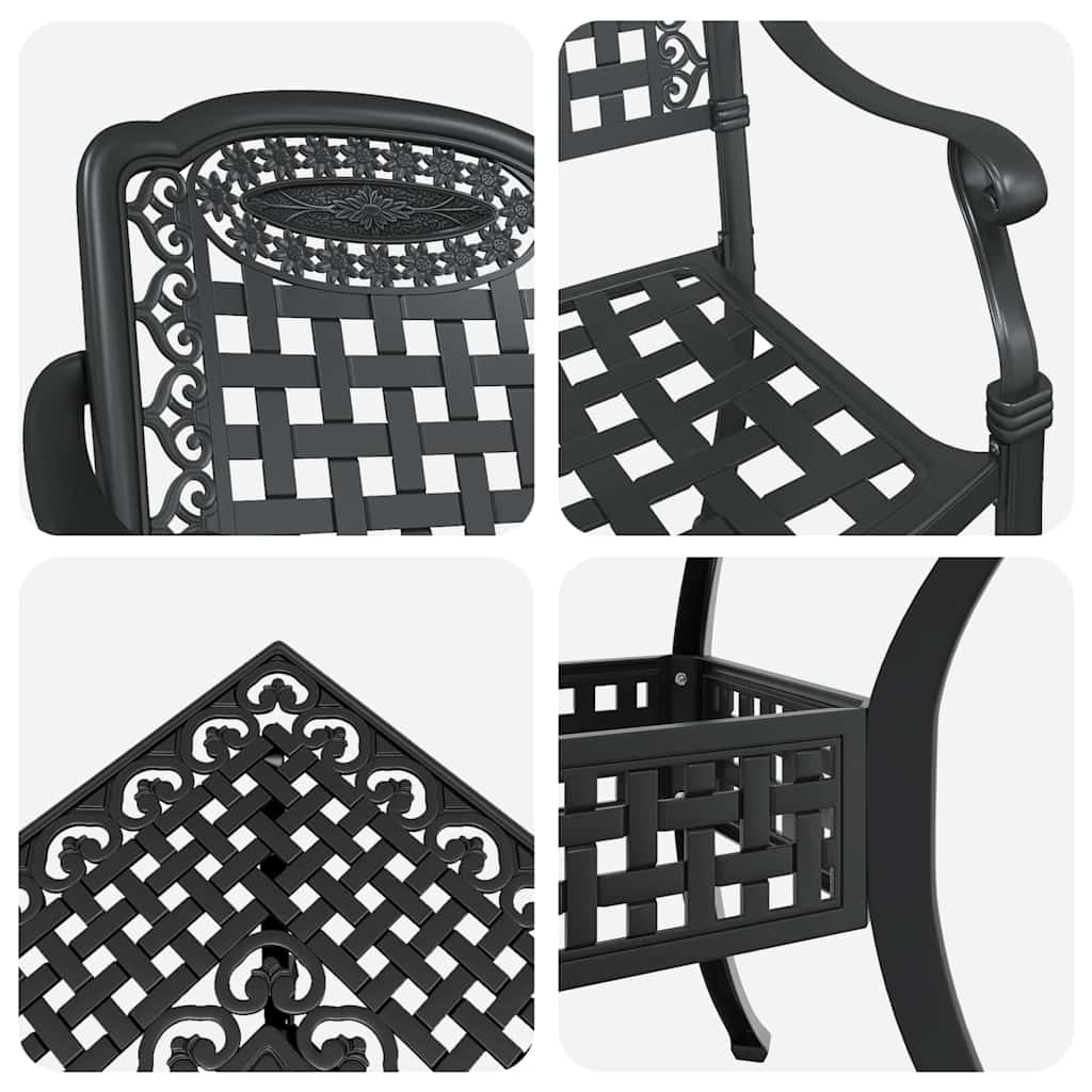 Garden Table Set 5 pcs Black Cast Aluminium
