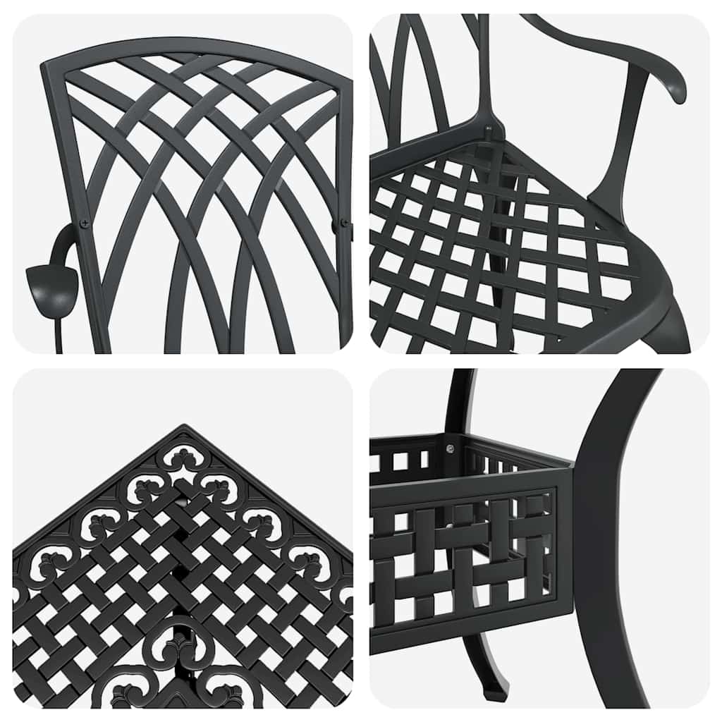 Garden Table Set 5 pcs Black Cast Aluminium
